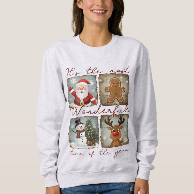 Sweatshirt Wonderful Time Christmas Icons Nostalgia Gift (Devant)