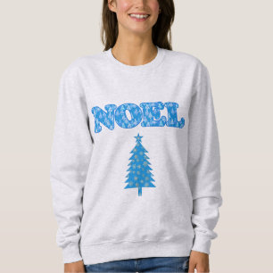 Sweatshirt Word Art - Noel avec Arbres Bleu clair