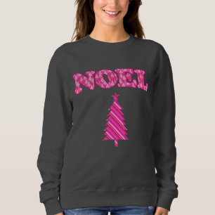 Sweatshirt Word Art - Noel dans les arbres rose Fuchsia