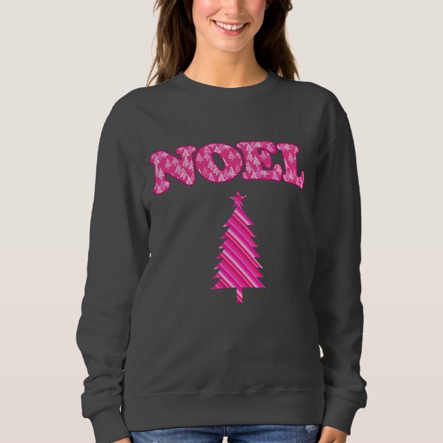 Sweatshirt Word Art - Noel dans les arbres rose Fuchsia (Devant)