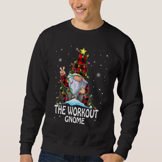 Sweatshirt Workout Gnome Buffalo Plaid Matching Christmas Tre (Devant)