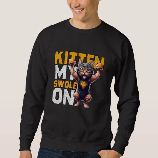 Sweatshirt Workout Kitten My Swole On Workout Retro Cat  1 (Devant)
