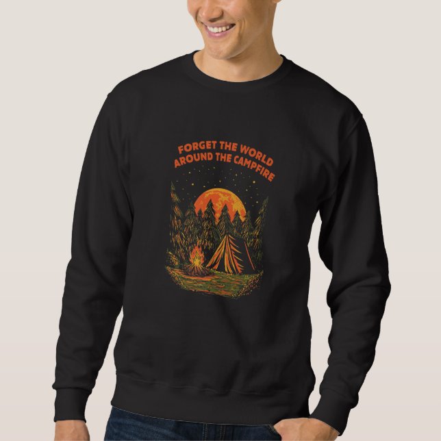 Sweatshirt World Around the Campfire Camping Sayings Camper Q (Devant)