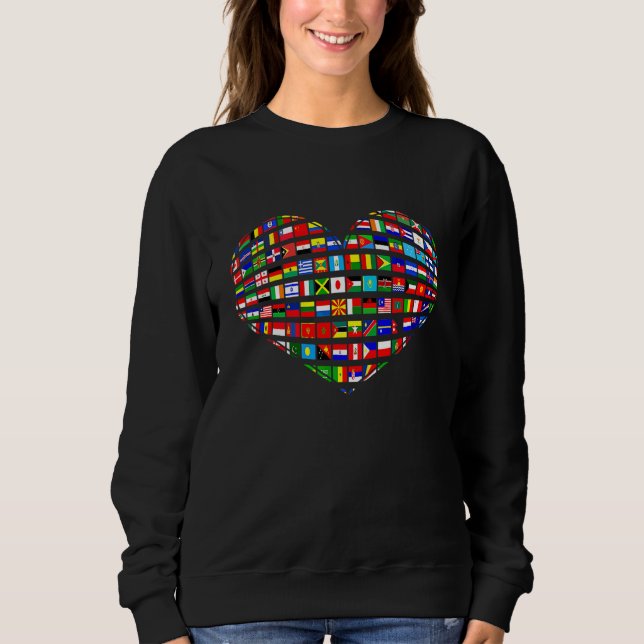 Sweatshirt World Flags Jour des terres Heart Shape Art (Devant)