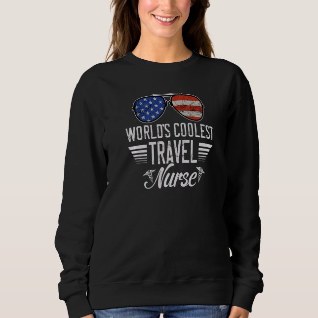 Sweatshirt World´s Okayest Travel Nurse American Flag Patriot (Devant)