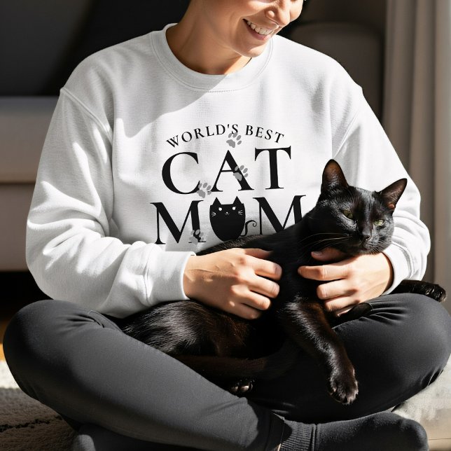 Sweatshirt Worlds Best Cat Maman Empreintes de pattes Sweatsh (World's Best Cat Mom sweatshirt because you are the best Cat Mom)