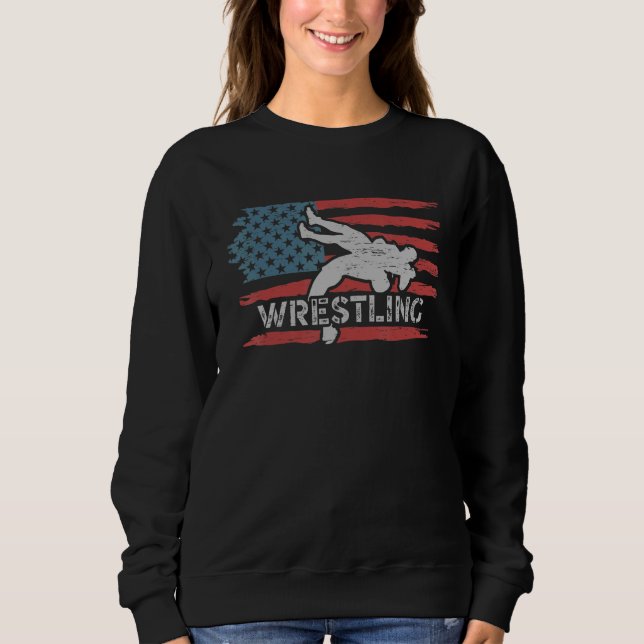Sweatshirt Wrestling American Flag Ring Athlete Wrestler Coac (Devant)