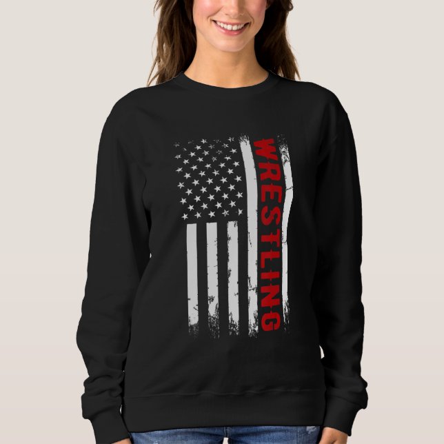 Sweatshirt Wrestling American USA Flag  Wrestle Men Boy Wrest (Devant)
