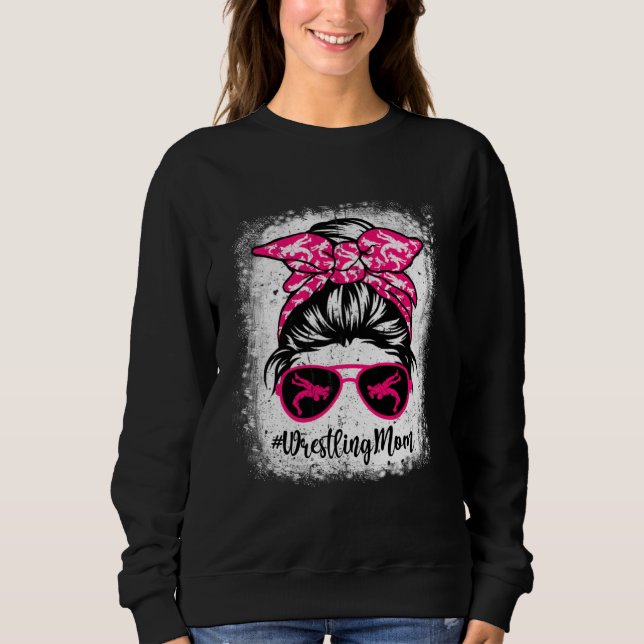 Sweatshirt Wrestling Mom Leopard Messy Bun Sport  Mother's Da (Devant)