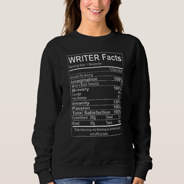 Sweatshirt Writer Facts Write Author Writing Book (Devant)
