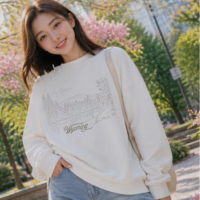 Sweatshirt Wyoming USA dessin au trait  (Créateur téléchargé)
