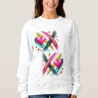 Sweatshirt X et coeurs rose vif
