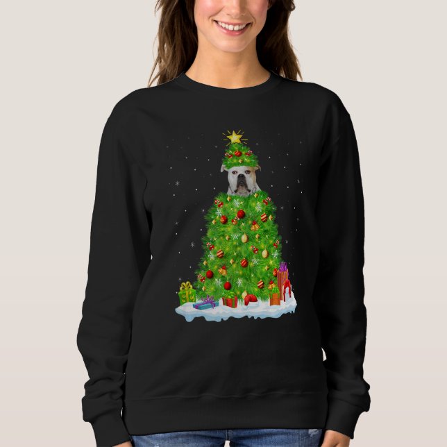 Sweatshirt Xmas Decorations Light Santa American Bulldog Chri (Devant)