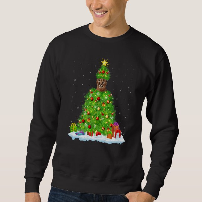 Sweatshirt Xmas Decorations Lights Santa Caracal Christmas Tr (Devant)