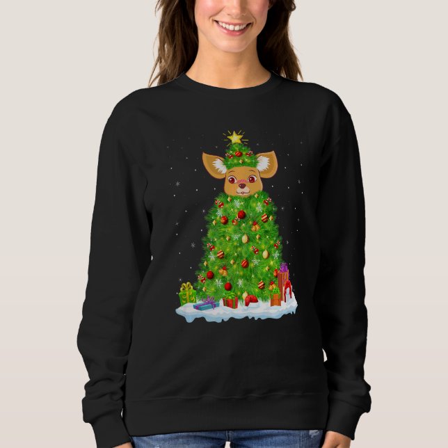 Sweatshirt Xmas Decorations Lights Santa Fennec Fox Christmas (Devant)
