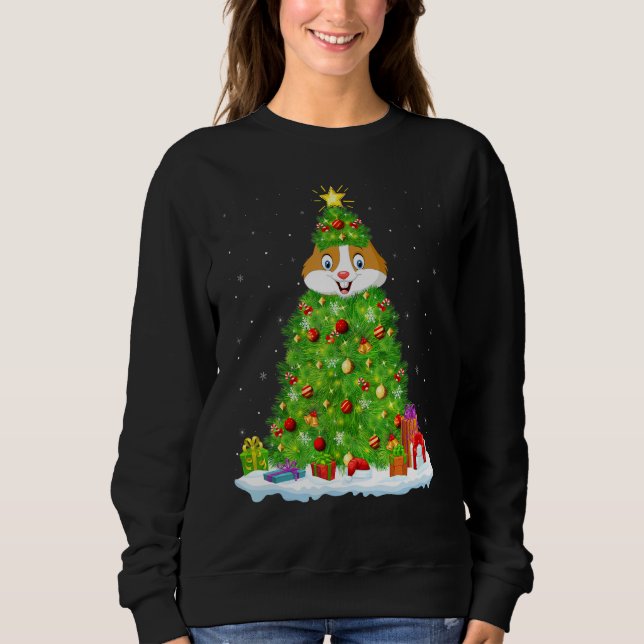 Sweatshirt Xmas Decorations Lights Santa Hamster Christmas Tr (Devant)