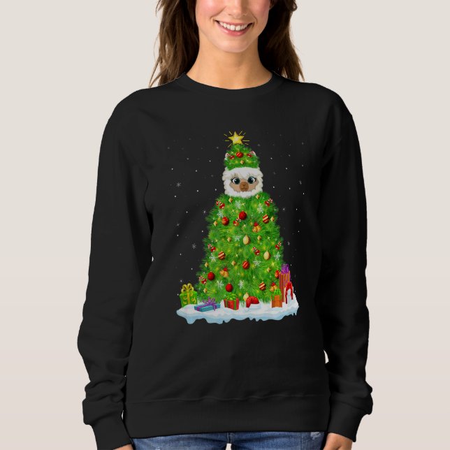Sweatshirt Xmas Decorations Lights Santa Llama Christmas Tree (Devant)