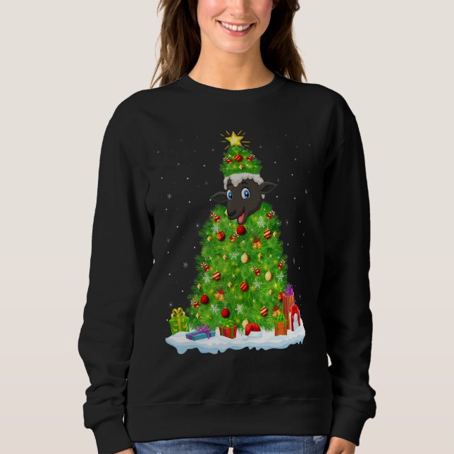 Sweatshirt Xmas Decorations Lights Santa Sheep Christmas Tree (Devant)