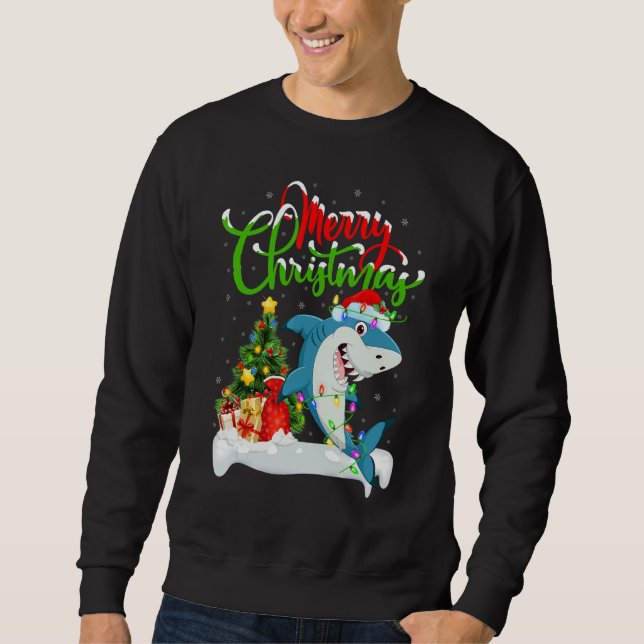 Sweatshirt Xmas Decorations Santa Great White Shark Christmas (Devant)