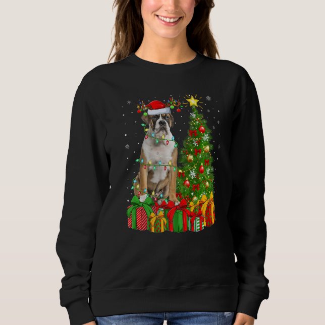 Sweatshirt Xmas Holiday Lights Santa English Bulldog Christma (Devant)