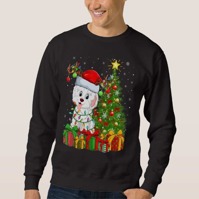 Sweatshirt Xmas Holiday Lights Santa Havanese Dog Christmas T (Devant)