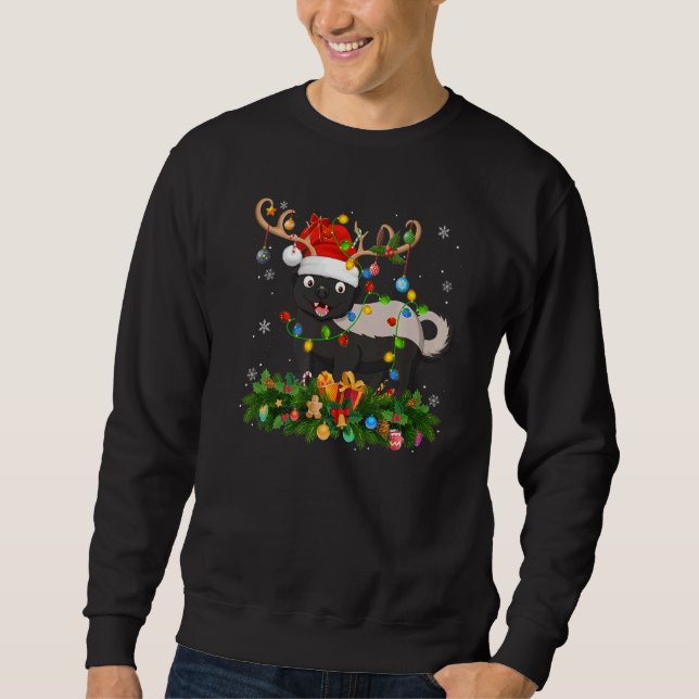 Sweatshirt Xmas Holiday Reindeer Hat Santa Badger Christmas   (Devant)