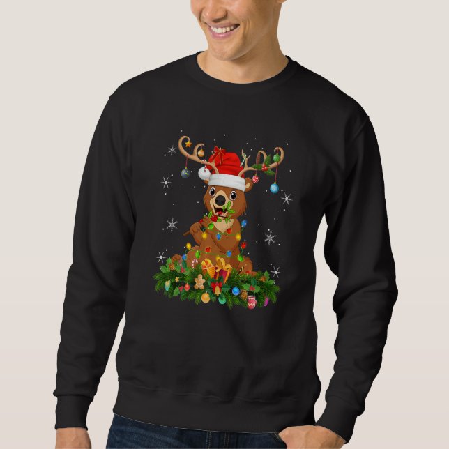 Sweatshirt Xmas Holiday Reindeer Hat Santa Bear Christmas   (Devant)