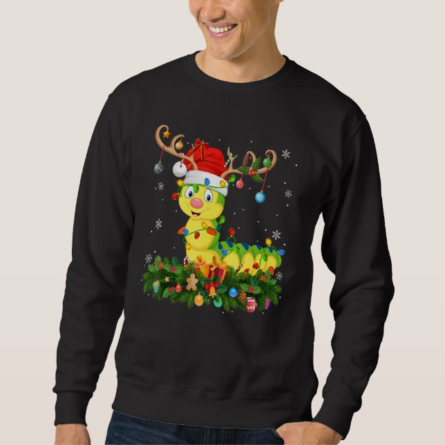 Sweatshirt Xmas Holiday Reindeer Hat Santa Caterpillar Christ (Devant)