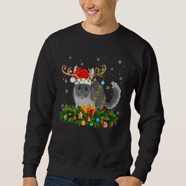 Sweatshirt Xmas Holiday Reindeer Hat Santa Chinchilla Christm (Devant)