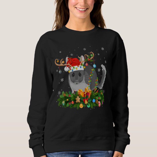 Sweatshirt Xmas Holiday Reindeer Hat Santa Chinchilla Christm (Devant)