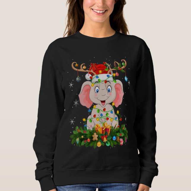 Sweatshirt Xmas Holiday Reindeer Hat Santa Elephant Christmas (Devant)