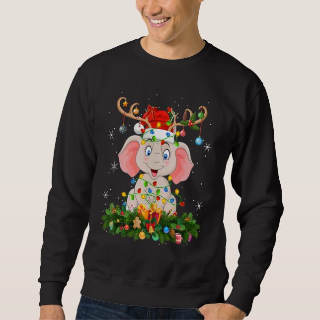 Sweatshirt Xmas Holiday Reindeer Hat Santa Elephant Christmas (Devant)