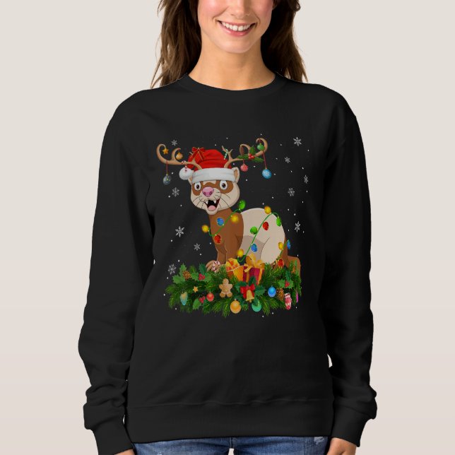 Sweatshirt Xmas Holiday Reindeer Hat Santa Ferret Christmas (Devant)