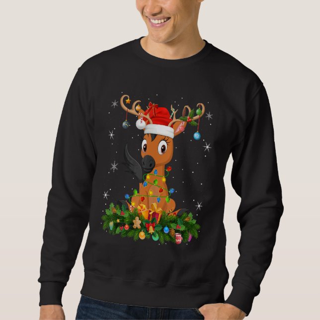 Sweatshirt Xmas Holiday Reindeer Hat Santa Horse Christmas (Devant)
