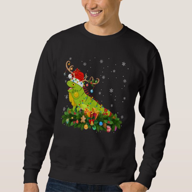 Sweatshirt Xmas Holiday Reindeer Hat Santa Iguana Christmas (Devant)