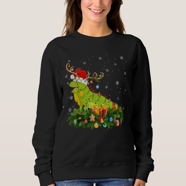 Sweatshirt Xmas Holiday Reindeer Hat Santa Iguana Christmas (Devant)