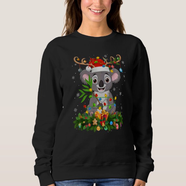 Sweatshirt Xmas Holiday Reindeer Hat Santa Koala Christmas   (Devant)