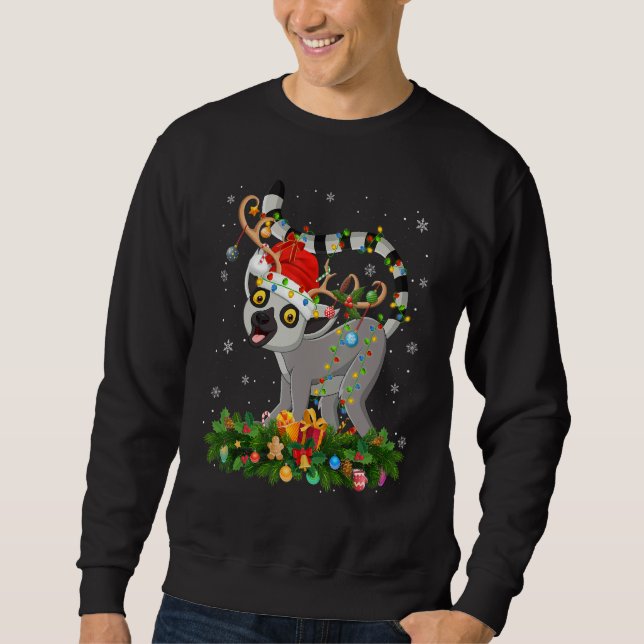 Sweatshirt Xmas Holiday Reindeer Hat Santa Lemur Christmas (Devant)