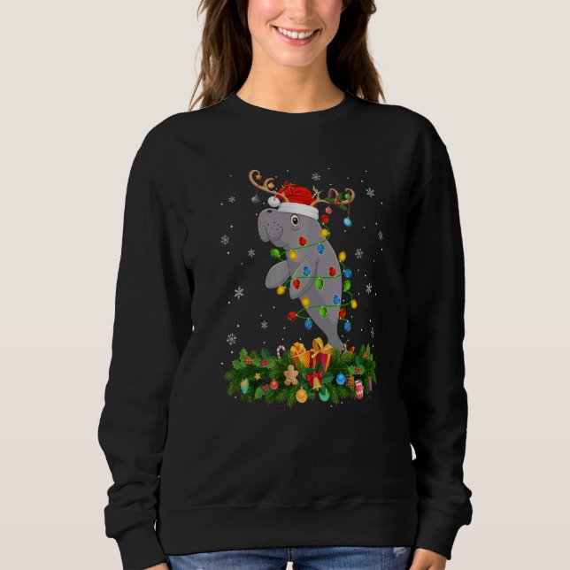 Sweatshirt Xmas Holiday Reindeer Hat Santa Manatee Christmas (Devant)