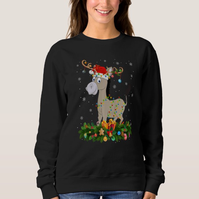 Sweatshirt Xmas Holiday Reindeer Hat Santa Mule Christmas   (Devant)