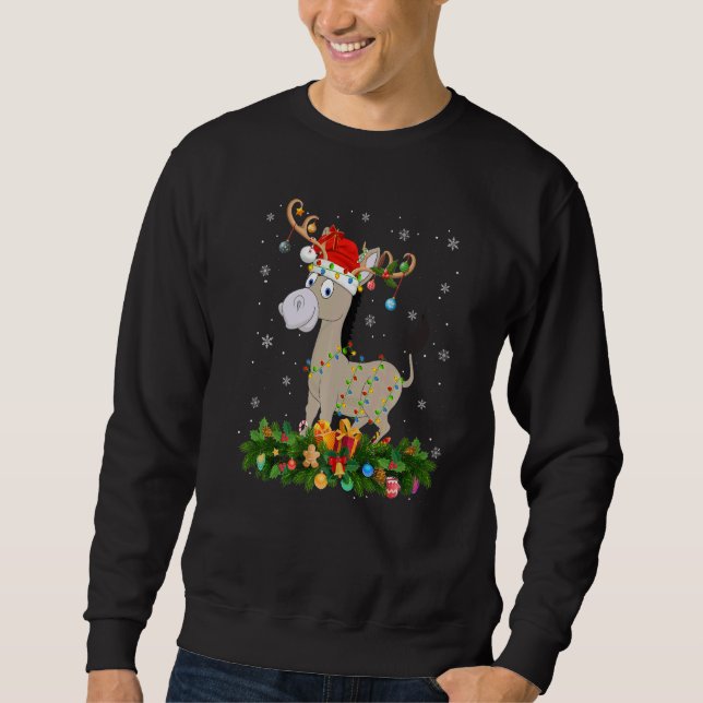 Sweatshirt Xmas Holiday Reindeer Hat Santa Mule Christmas   (Devant)