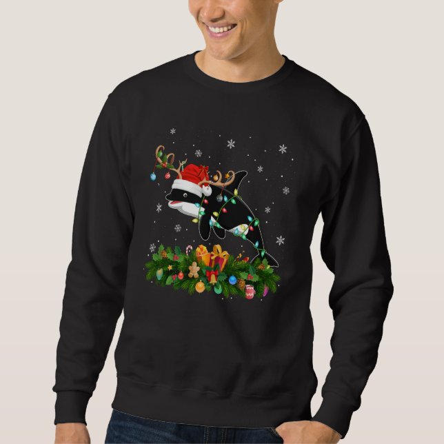 Sweatshirt Xmas Holiday Reindeer Hat Santa Orca Fish Christma (Devant)