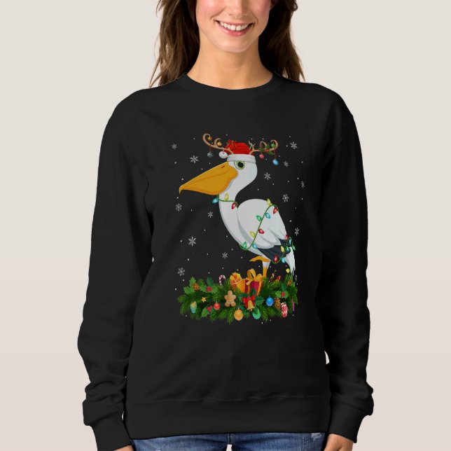 Sweatshirt Xmas Holiday Reindeer Hat Santa Pelican Bird Chris (Devant)