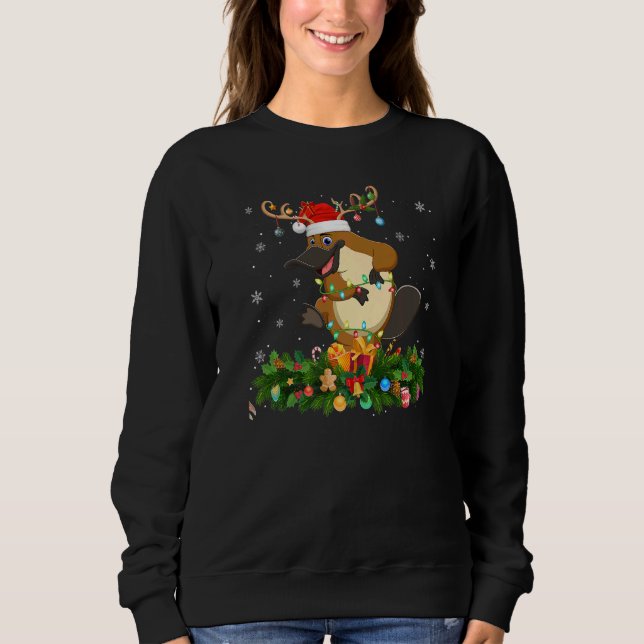 Sweatshirt Xmas Holiday Reindeer Hat Santa Platypus Christmas (Devant)