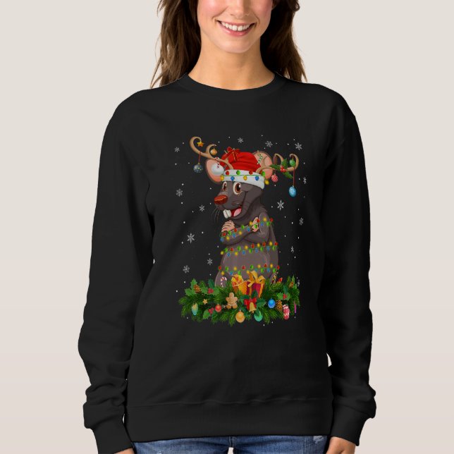 Sweatshirt Xmas Holiday Reindeer Hat Santa Rat Christmas   (Devant)