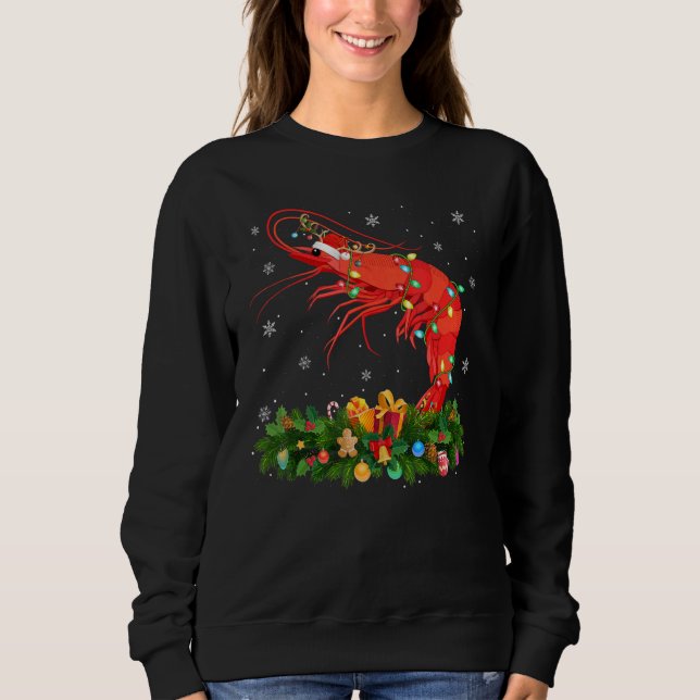 Sweatshirt Xmas Holiday Reindeer Hat Santa Shrimp Fish Christ (Devant)