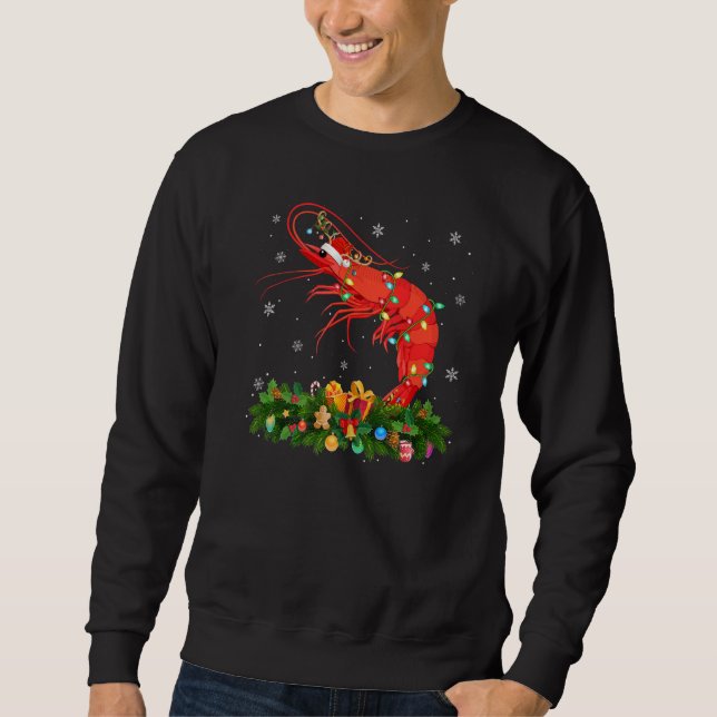 Sweatshirt Xmas Holiday Reindeer Hat Santa Shrimp Fish Christ (Devant)