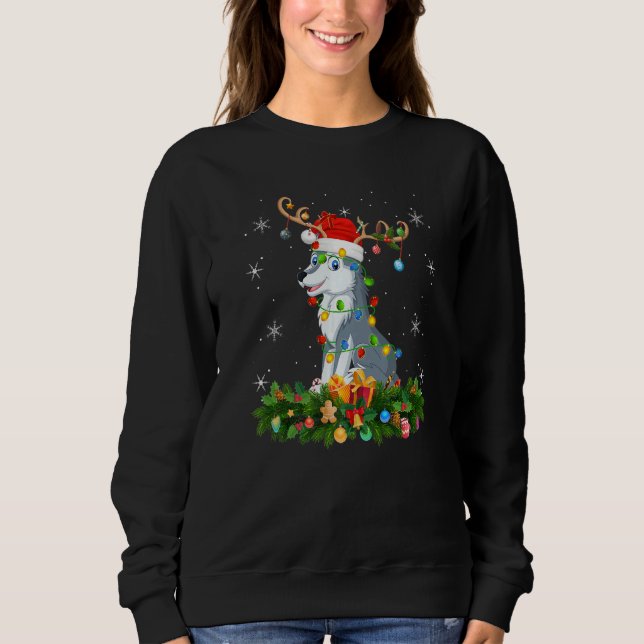 Sweatshirt Xmas Holiday Reindeer Hat Santa Wolf Christmas (Devant)