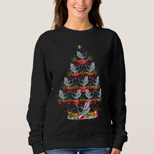 Sweatshirt Xmas Holiday Santa Great White Shark Christmas Tre (Devant)