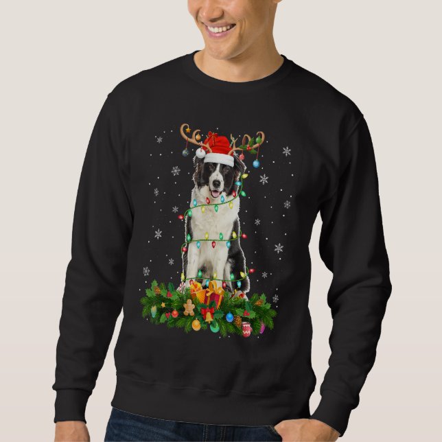 Sweatshirt Xmas Holiday Santa Hat Australian Shepherd Dog Chr (Devant)